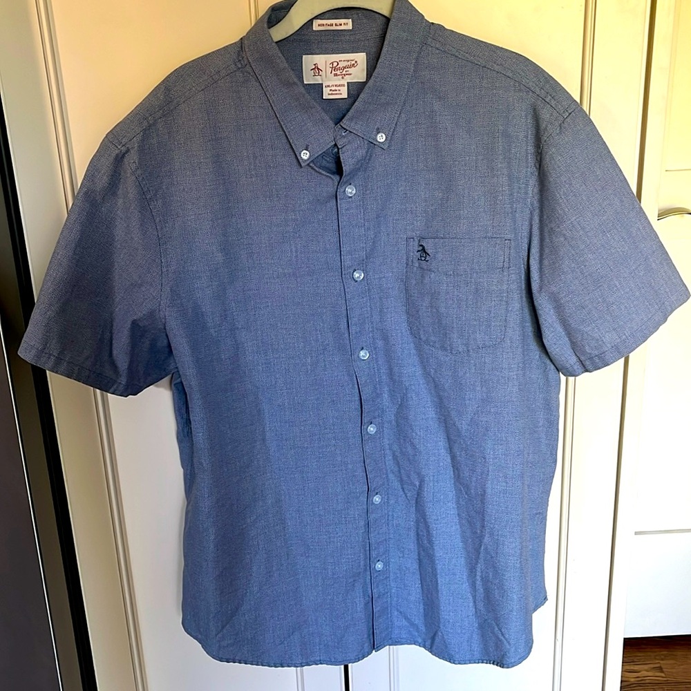 Men’s Penguin Heritage Slim Fit button down short sleeve shirt XXL